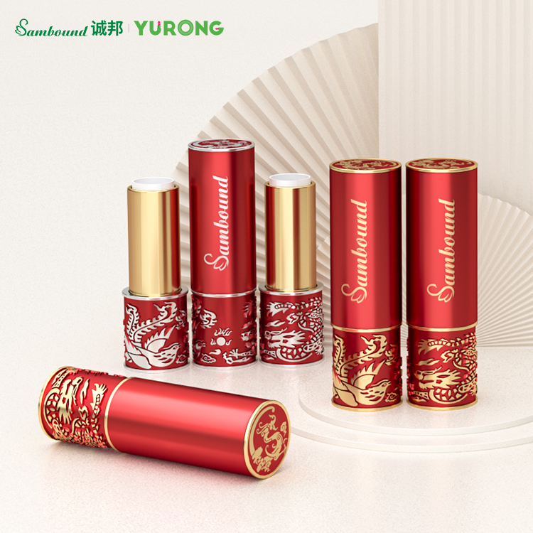 Custom Classical High-grade 3D Embossed Magnetic Red Empty Lipstick Tube,Vintage Lipstick Case